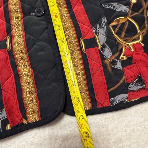 Vintage 90's Baroque Chain Key Quilted Jacket Adult Large Black Red - Picture 8 of 8